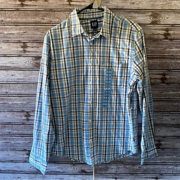 NWT Gap Men's Long-Sleeved Poplin Button-Down Shirt Size L‎ - Picture 1 of 9